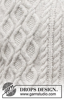 Stone Cables / DROPS 224-4 - Męski sweter na drutach, z włóczki DROPS Air, z reglanowymi pokrojami rękawów, warkoczami i podwójnym wykończeniem dekoltu. Od S do XXXL.