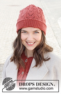December Bloom Hat / DROPS 225-24 - Knitted hat in DROPS Lima or DROPS Karisma. The piece is worked with lace pattern and ribbed edges.