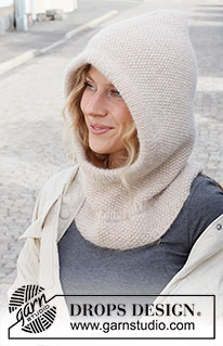 Frost Buster Balaclava / DROPS 225-7 - Knitted hat / balaclava in DROPS Air. The piece is worked with moss stitch and ribbed edges