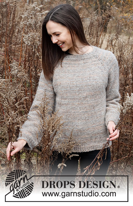 Ash Valley / DROPS 226-17 - Knitted sweater in DROPS Fabel and DROPS Brushed Alpaca Silk. Piece is knitted top down with raglan. Size: S - XXXL