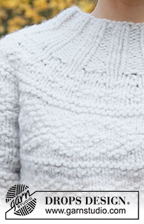 Call It a Day / DROPS 226-22 - Sweter na drutach przerabiany od góry do dołu z zaokrąglonym karczkiem i strukturalnym ściegiem norweskim, z włóczki DROPS Snow. Od XS do XXL.