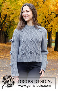 Frosted Fruit Sweater / DROPS 226-23 - Knitted jumper in DROPS Lima and DROPS Kid-Silk. Piece is knitted top down with cables, bobbles and double neck edge. Size: S - XXXL