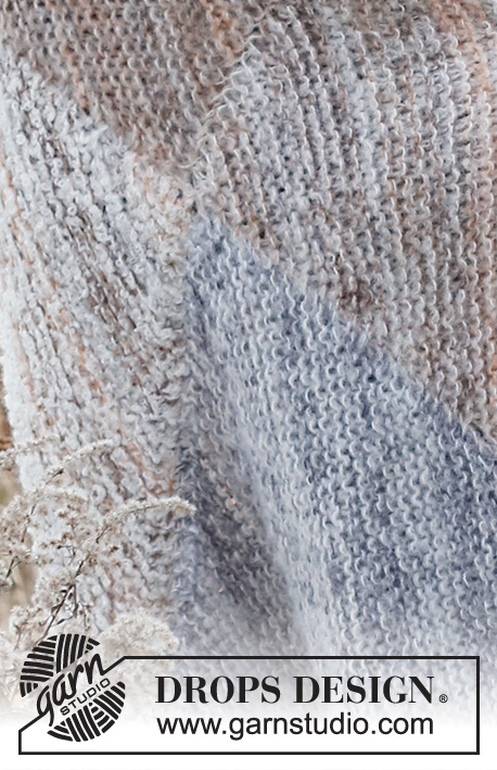 Prairie Patches / DROPS 226-31 - Couverture tricotée au point mousse en DROPS Fabel, DROPS Brushed Alpaca Silk et DROPS Alpaca Bouclé.