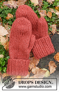 Friendship Mittens / DROPS 226-57 - Knitted mittens in 1 strand DROPS Wish or 2 strands DROPS Air. The piece is worked in stocking stitch with ribbed cuffs. Sizes S-XL.