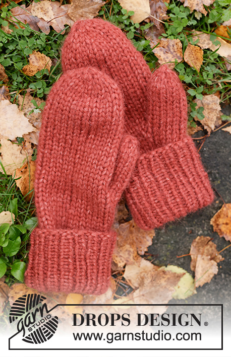 Friendship Mittens / DROPS 226-57 - Knitted mittens in 1 strand DROPS Wish or 2 strands DROPS Air. The piece is worked in stocking stitch with ribbed cuffs. Sizes S-XL.