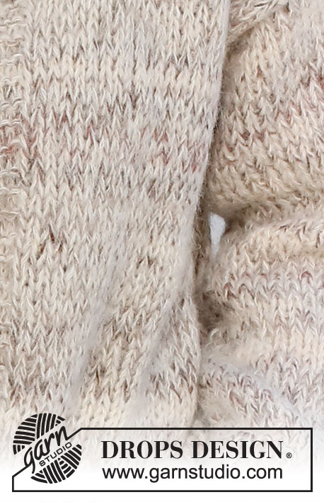Habitat Cardigan / DROPS 227-15 - Sweter rozpinany na drutach, z kołnierzem, wykonany 1 nitką włóczki DROPS Fabel i 2 nitkami DROPS Brushed Alpaca Silk. Od S do XXXL.