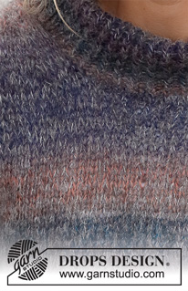 Autumn Dusk / DROPS 227-17 - Gestrickter Pullunder in DROPS Delight und DROPS Brushed Alpaca Silk. Die Arbeit wird mit hohem Kragen, Seitenschlitzen und Blenden im Rippenmuster gestrickt. Größe S - XXXL.