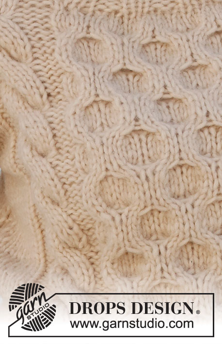 Winter Hive / DROPS 227-27 - Pulôver tricotado em DROPS Wish. Tricota-se com torcidos, favos de mel e gola alta. Do S ao XXXL.