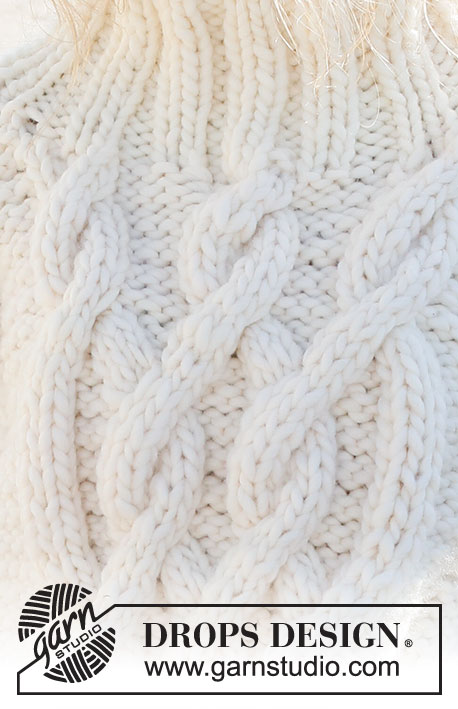 Snow Town / DROPS 227-28 - Colete tricotado em DROPS Polaris. Tricota-se de cima para baixo com torcidos, ponto jarreteira e gola alta. Do S ao XXXL.