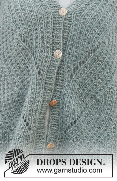 Ash Mint Vest / DROPS 227-32 - Colete tricotado em DROPS Sky e DROPS Kid-Silk. Tricota-se com decote em V, fendas nos lados, ponto texturado com inclinações. Do XS ao XXL.