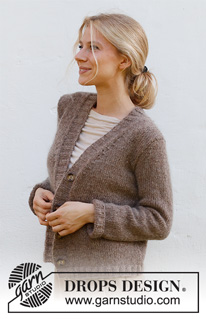 Twinkle Tweed / DROPS 227-45 - Knitted jacket in DROPS Soft Tweed and DROPS Kid-Silk. The piece is worked with V-neck and ribbed edges. Sizes: S - XXXL.