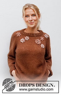Fall Bouquet / DROPS 227-48 - Knitted sweater in 1 strand DROPS Brushed Alpaca Silk or 2 strands DROPS Kid-Silk. The piece is worked top down with raglan, embroidered flowers with French knots. Sizes S - XXXL.
