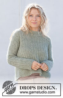Wild Mint Tea / DROPS 227-5 - Knitted sweater in DROPS Flora and DROPS Kid-Silk. Piece is knitted in textured pattern. Size: S - XXXL