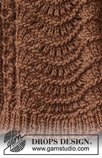 Caramel Bubbles / DROPS 227-50 - Sweter rozpinany na drutach, przerabiany od góry do dołu ściegiem ażurowym, z małymi warkoczami, z włóczki DROPS Snow. Od S do XXXL
