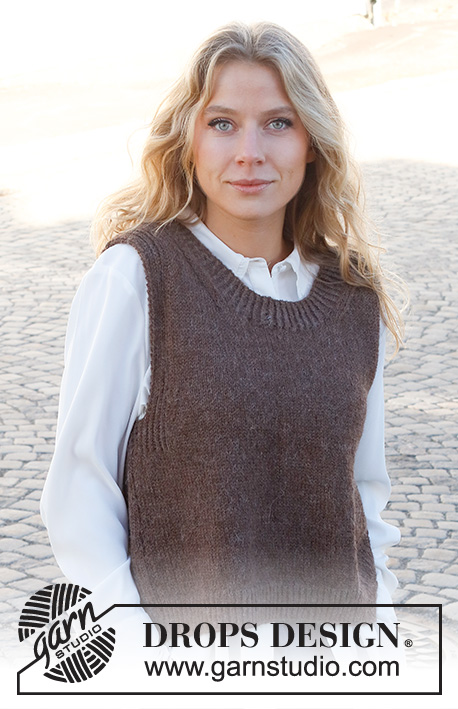 Visit Vienna / DROPS 227-9 - Knitted vest in DROPS Puna. The piece is worked with ribbed edges. Sizes S - XXXL.