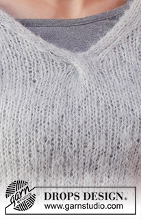 River Hill Sweater / DROPS 228-11 - Pulôver tricotado em DROPS Melody, com decote em V e torcidos. Do S ao XXXL.