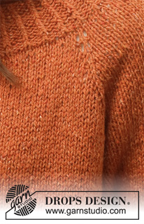 Warm My Heart / DROPS 228-18 - Sweter na drutach, przerabiany od góry do dołu, z reglanowymi rękawami, pęknięciami na bokach i brzegami ściągaczem, z włóczki DROPS Soft Tweed. Od XS do XXL.