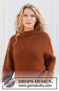 Toffee Apple Sweater / DROPS 228-26 - Knitted sweater in DROPS Sky and DROPS Kid-Silk. The piece is worked with saddle shoulders, double neck, split and ribbed edges. Sizes S - XXXL.