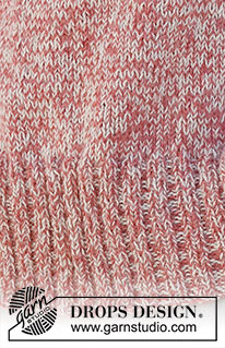 Frosted Cranberries Sweater / DROPS 228-27 - 2 DROPS Alpaca lõngaga ülevalt alla kootud ümara passega ja soonikkoes ääristega džemper suurustele XS kuni XXL