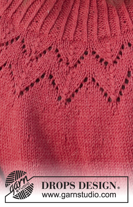 December Bloom / DROPS 228-46 - Stickad tröja i DROPS Lima eller DROPS Karisma. Arbetet stickas uppifrån och ner med runt ok, hålmönster på oket, kanter i resår och sprund i sidorna. Storlek S - XXXL.