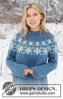 Merry Stars / DROPS 228-49 - Knitted sweater in DROPS Air. Piece is knitted top down with round yoke and snowflake pattern. Size XS – XXL. Theme: Christmas.