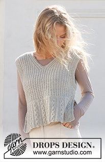Day to Knight / DROPS 228-5 - Knitted vest in DROPS Lima or DROPS Karisma. Piece is knitted with V-neck, cables, textured pattern and double sleeve edges. Size: S - XXXL