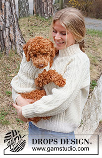 Snowy Trails / DROPS 228-52 - Knitted sweater for dogs with cables in DROPS Karisma. Sizes XS - M.