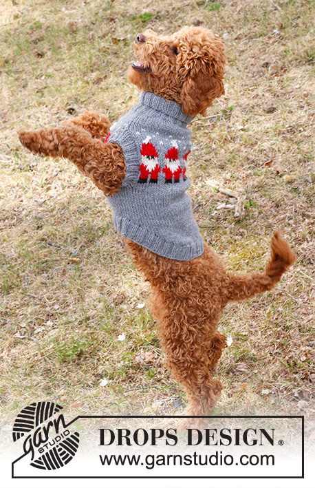 Merry Santas / DROPS 228-54 - Knitted sweater for dogs in DROPS Alaska. The piece is worked with Nordic Santa pattern. Sizes XS - M. Theme: Christmas.