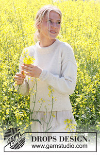 Camomile / DROPS 230-16 - Knitted jumper in DROPS Puna. The piece is worked bottom up, with double neck. Sizes S - XXXL.