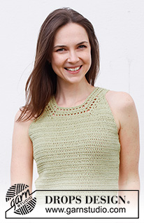 Green Glade Top / DROPS 230-42 - Crocheted top in DROPS Belle. Piece is worked bottom up. Size: S - XXXL