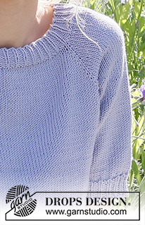 April Awakens / DROPS 230-53 - Top tricotado de cima para baixo com cavas raglan e mangas curtas, em DROPS Muskat. Do S ao XXXL.