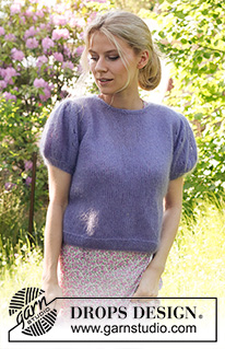 Violet Meadow / DROPS 230-55 - Knitted jumper in 2 strands DROPS Kid-Silk. The piece is worked bottom up with short, puffed sleeves. Sizes S - XXXL.