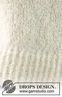 Soft Journey / DROPS 230-9 - Gestrickter Pullover in DROPS Alpaca Bouclé und DROPS Kid-Silk. Die Arbeit wird von unten nach oben glatt rechts mit Seitenschlitzen und ¾ langen Ärmeln gestrickt. Größe S - XXXL.