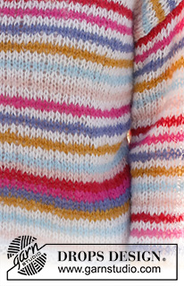 Candy Stripes / DROPS 231-2 - 2 DROPS Brushed Alpaca Silk lõngaga alt üles kootud triipudega lihtne džemper suurustele XS kuni XXL