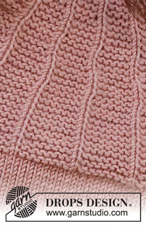 Old Pink Road / DROPS 231-23 - Sweter na drutach, przerabiany od góry do dołu, z rękawami ¾, zaokrąglonym karczkiem ze ściegiem francuskim, z włóczki DROPS Merino Extra Fine. Od S do XXXL.