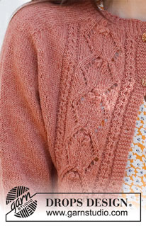 Crystal Lattice / DROPS 231-24 - Rozpinany sweter na drutach, przerabiany od góry do dołu, z rękawami typu saddle shoulder, ściegiem ażurowym, supełkami i pęknięciami na bokach, z włóczki DROPS Alpaca lub DROPS BabyMerino. Od S do XXXL.