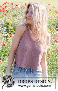 About Spring / DROPS 231-26 - Knitted top in DROPS Belle. The piece is worked bottom up with V-neck. Sizes XS - XXL.
