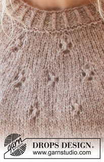 Sommarfin Sweater / DROPS 231-36 - Gebreide trui in DROPS Air. Het werk wordt van boven naar beneden gebreid met ronde pas en kantpatroon. Maat: S - XXXL