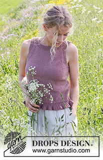 Plum Perfect / DROPS 232-20 - Knitted top in DROPS Muskat. The piece is worked bottom up in stocking stitch with a flounce-edge. Sizes S - XXXL.