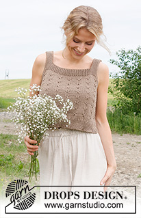 Midsummer's Day / DROPS 232-24 - Knitted top/singlet in DROPS Cotton Light. Piece is knitted bottom up with relief pattern. Size: S - XXXL