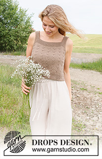 Midsummer's Day / DROPS 232-24 - Knitted top/singlet in DROPS Cotton Light. Piece is knitted bottom up with relief pattern. Size: S - XXXL