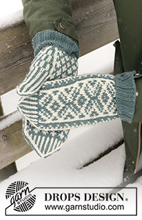 Clapping Elves / DROPS 233-20 - Mitenes tricotadas para homem com jacquard norueguês em DROPS Merino Extra Fine. Tema: Natal