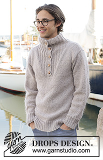 Travellers Rest / DROPS 233-8 - Knitted sweater for men in DROPS Soft Tweed and DROPS Kid-Silk. The piece is worked bottom up with high neck. Sizes S - XXXL.