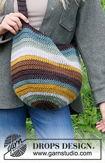 October Sunset / DROPS 234-2 - Crocheted bag in DROPS Snow. The piece is worked with stripes, bottom up.