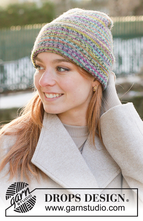 Fearless / DROPS 234-26 - Knitted double-sided hat/a hipster hat in DROPS Fabel. Sizes S - XL.