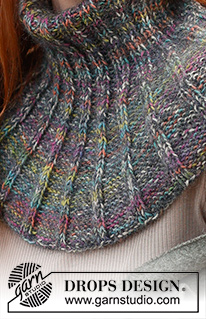 Brianna Neck Warmer / DROPS 234-31 - Knitted neck warmer in 1 strand DROPS Fabel and 1 strand DROPS Kid-Silk. Piece knitted top down in rib. Size: S - XL