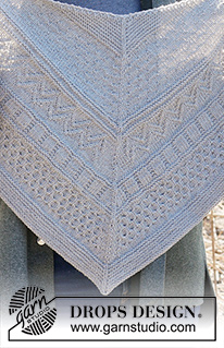 Winter Lines / DROPS 234-46 - Knitted shawl in DROPS Merino Extra Fine or DROPS Daisy. Piece is knitted top down with relief pattern.