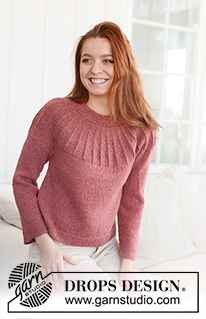 Morning Hush / DROPS 235-11 - Knitted jumper in DROPS Alpaca. Piece is knitted top down with double knitted neck edge, round yoke and relief pattern on yoke. Size: S - XXXL