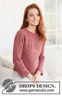 Morning Hush / DROPS 235-11 - Knitted jumper in DROPS Alpaca. Piece is knitted top down with double knitted neck edge, round yoke and relief pattern on yoke. Size: S - XXXL