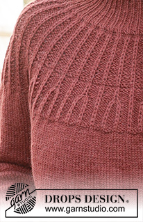 Autumn Cardinal / DROPS 235-24 - Sweter na drutach, przerabiany od góry do dołu, z zaokrąglonym karczkiem i ściegiem angielskim, z włóczki DROPS Lima. Od S do XXXL.